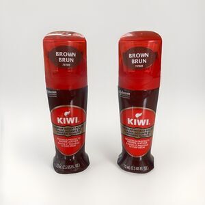 (2) Kiwi Premium Instant Polish Brown 2.5oz ea.  Revives & Protects Leather NEW